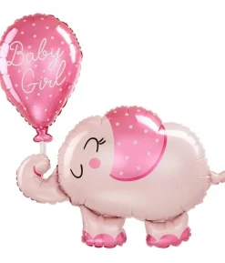 Baby girl elefant folieballon, 73 x 78 cm