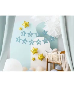 Baby Shower stjerneguirlande, lyseblå