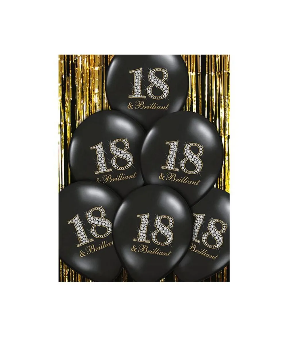 Ballon 18 & Brilliant sort og guld