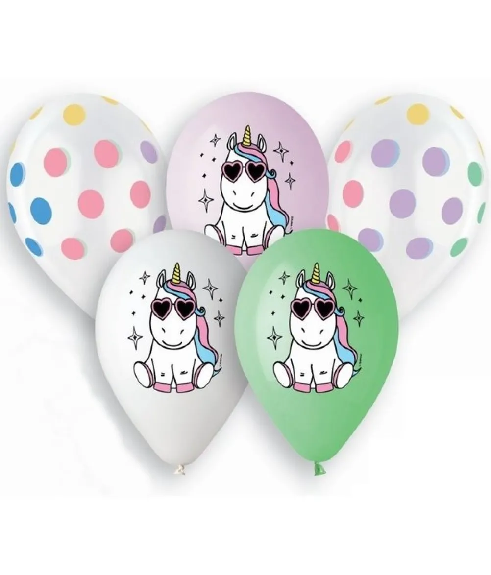 Balloner Enhjørning og prikker 5 stk