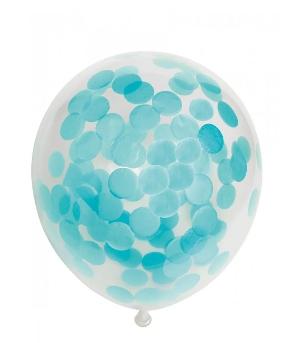 Balloner, lyseblå konfetti
