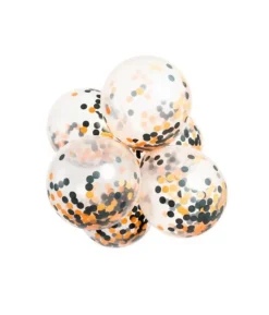 Ballon med orange og sort papir konfetti