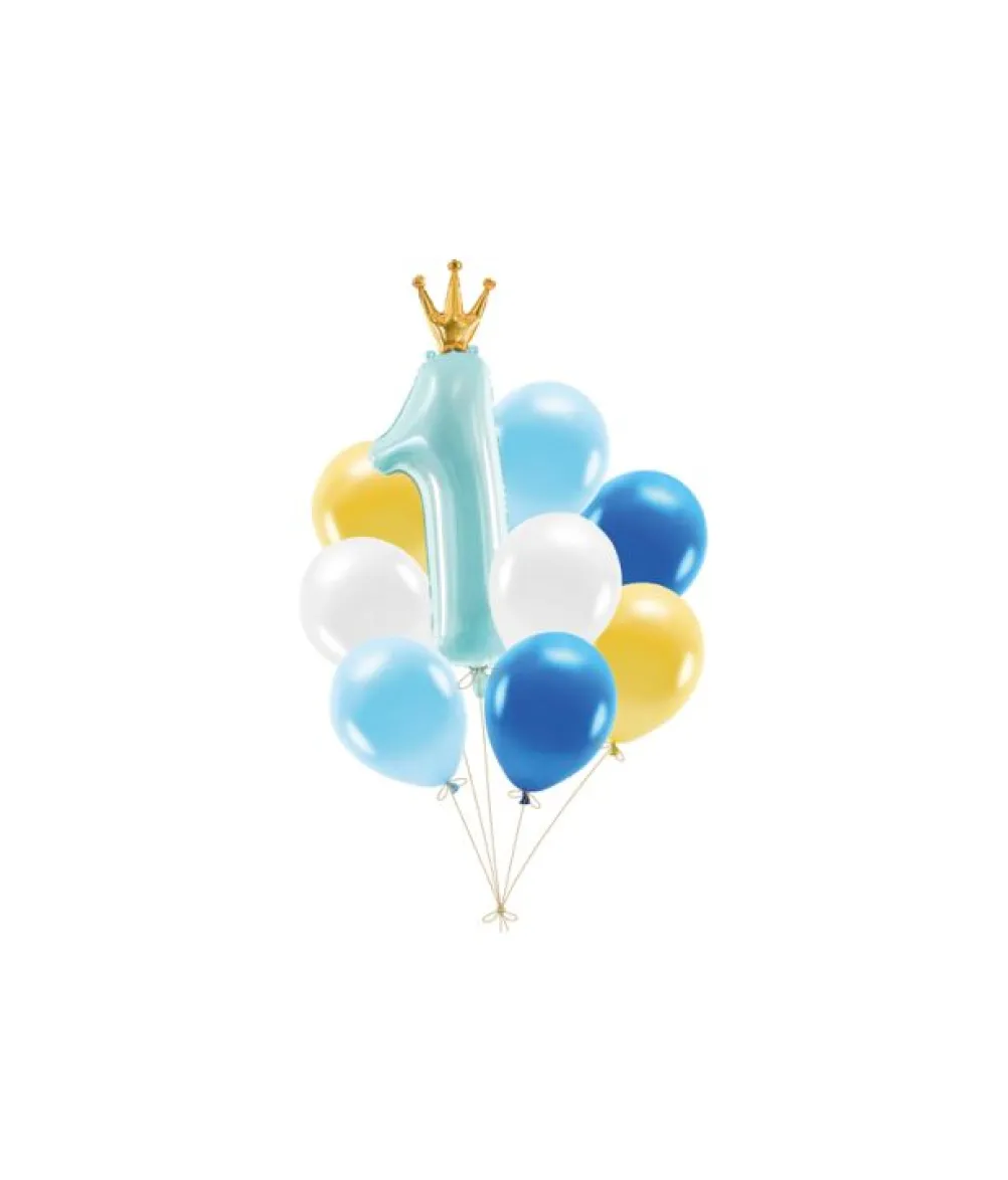 Ballonsæt 1 års fødselsdag, lyseblå