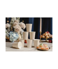 Beige papkrus med stjerner, 6 stk