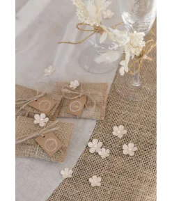 Beige perleblomster, 40 stk