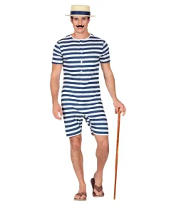 Blå gammeldags badedragt kostume