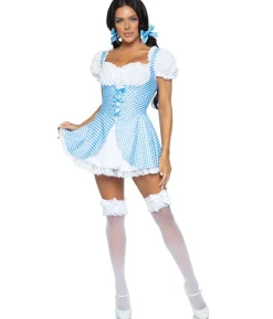 Blå gingham kjole