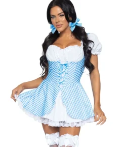 Blå gingham kjole