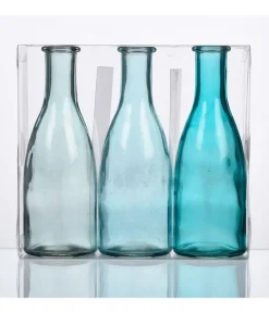 Blå glasflasker, 18,5 cm