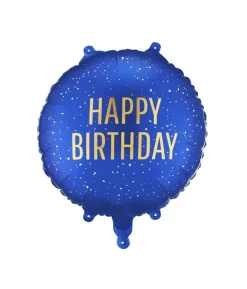Blå Happy Birthday folieballon