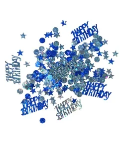 Blå Happy Birthday konfetti