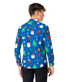 Blå juleskjorte til teens