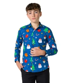 Blå juleskjorte til teens