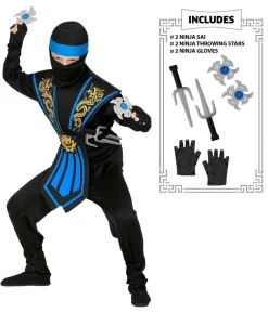 Blå kombat ninja kostume