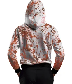 Blodig hættetrøje med maske
