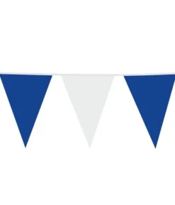 Blå og hvid vimpelguirlande, stor