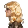 Blond paryk med moustache