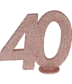 Borddekoration med rose gold glimmer, 40 år