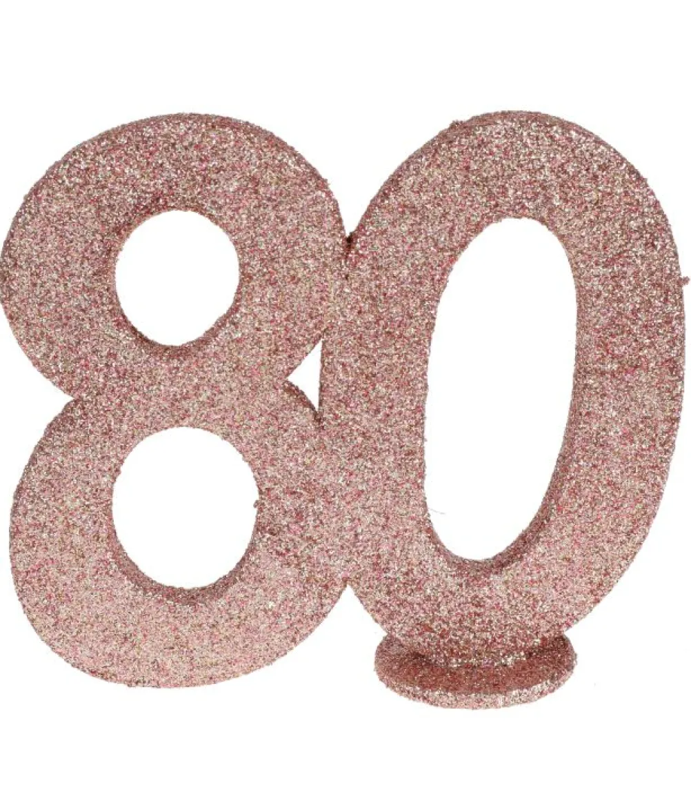 Borddekoration med rose gold glimmer, 80 år