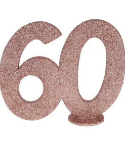 Borddekoration med rose gold glimmer, 60 år