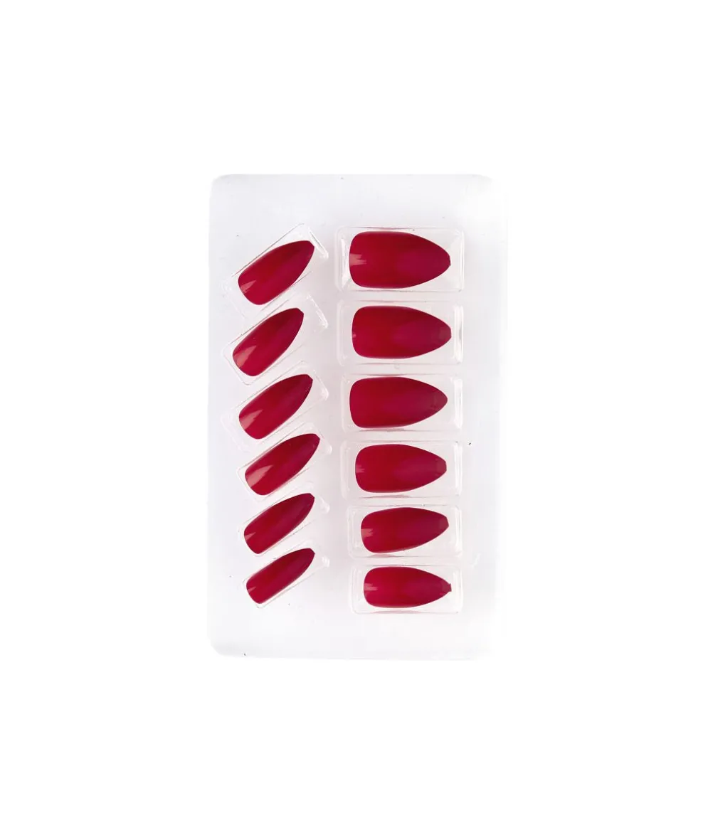 Bordeaux stiletto negle, 12 stk