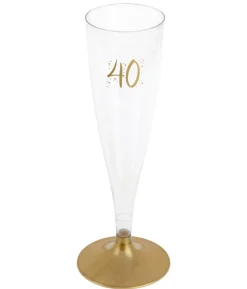 Champagneglas med guldfod, 40 år