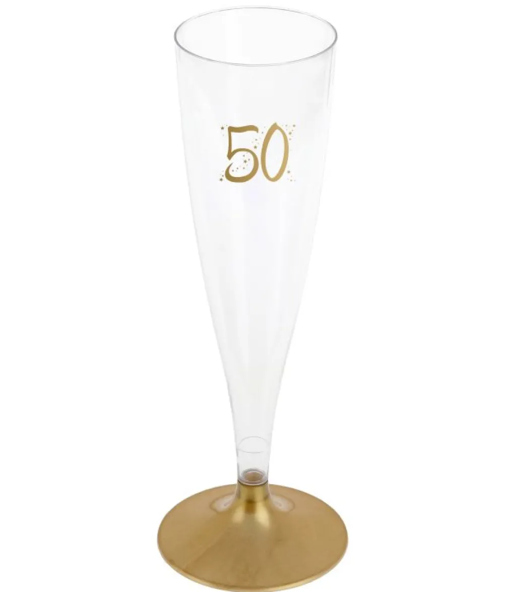Champagneglas med guldfod, 50 år