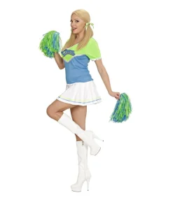 Cheerleader kostume, blå og grøn