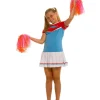 Cheerleader kostume, blå og rød