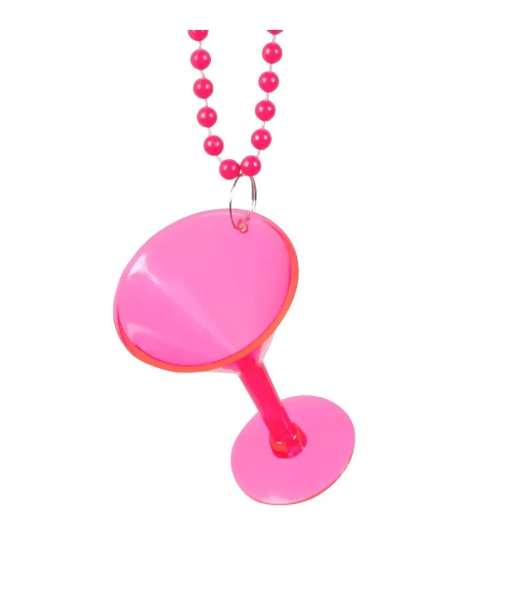Cocktailglas i kæde Pink