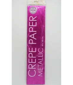 Crepe papir, metallic Hot Pink