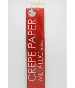 Crepe papir, metallic Rød