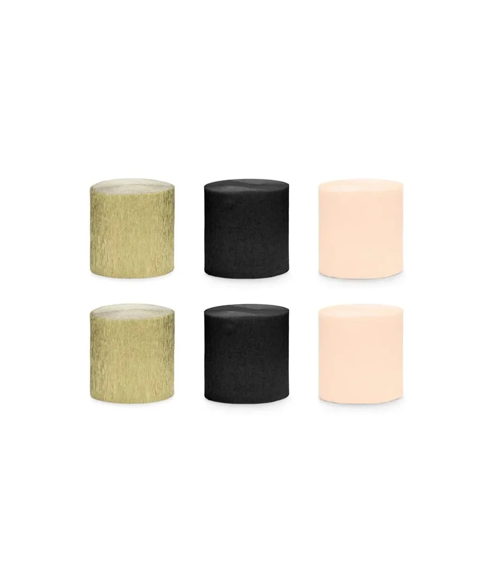Creperuller sort/guld mix, 6 stk
