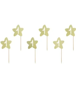 Cupcake pynt '1' Stjerne guld