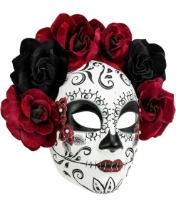 De dødes dag halvmaske med blomster