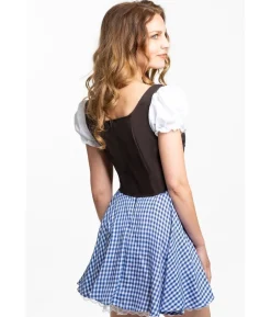 Dirndl kjole Eva, blå og brun