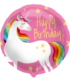 Enhjørning Happy Birthday folieballon, 45 cm