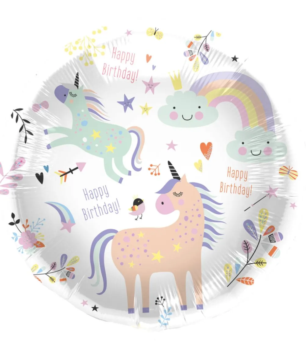 Enhjørning Happy Birthday folieballon, 45 cm