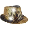 Fedora hat med pailletter, guld og sort