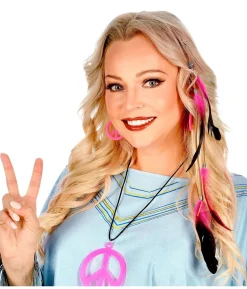 Fjer hårklips, hot pink
