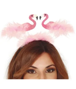 Flamingo hårbøjle med fjer