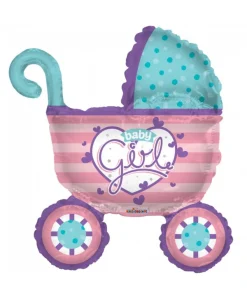 Folieballon Baby Girl barnevogn