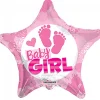 Folieballon Baby Girl stjerne, 46 cm