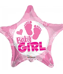 Folieballon Baby Girl stjerne, 46 cm