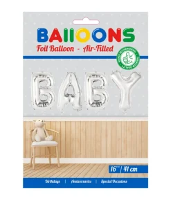 Folieballon BABY sølv, 41 cm