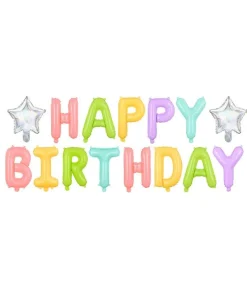 Folieballoner Happy Birthday, pastel