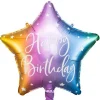Folieballon Happpy Birthday, regnbue stjerne