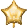 Folieballon Happy Birthday, guld stjerne