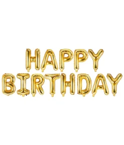 Folieballon Happy Birthday, guld