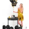 Folieballon Happy Birthday, sort stjerne